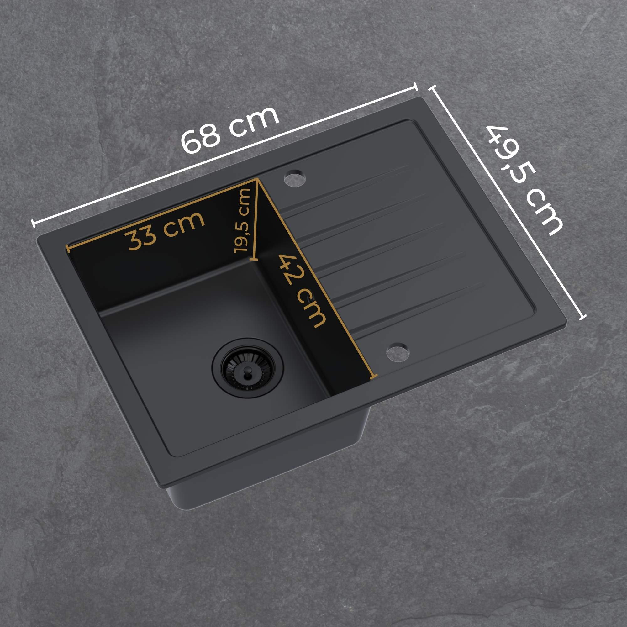 Zlew granitowy jednokomorowy z ociekaczem - Titanite